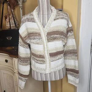Wild fable open cardigan neutral wool blend sweater women's size M